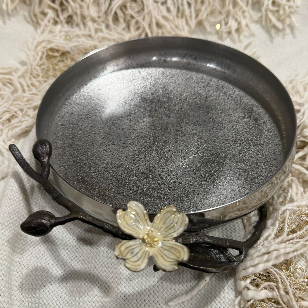 Michael Aram Dogwood Small Low Bowl Stainless Steel NEW